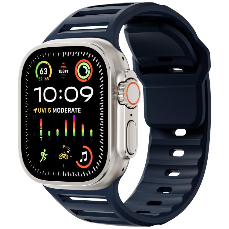 For Apple Watch 46mm / 49mm / 45mm / 44mm Single Nail Dual-Color Multi-hole Silicone Watch Band(Midnight Color) - free shipping - PMc TechLife - Order now!