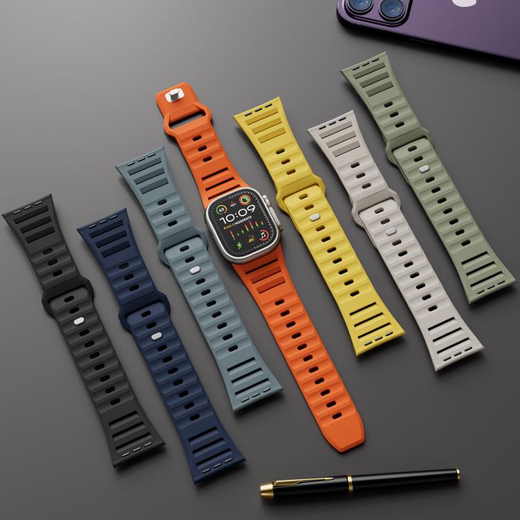 For Apple Watch 46mm / 49mm / 45mm / 44mm Single Nail Dual-Color Multi-hole Silicone Watch Band(Midnight Color) - free shipping - PMc TechLife - Order now!