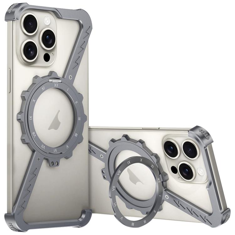 For iPhone 13 Pro Z-shaped Frameless Metal 360 Holder MagSafe Phone Case(Space Grey) - iPhone 13 Pro Cases by PMc TechLife | Online Shopping South Africa | PMc TechLife | Buy Now Pay Later Mobicred