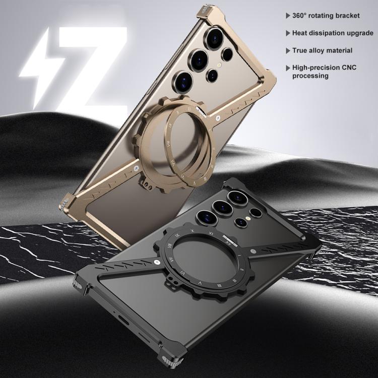 For Samsung Galaxy S25 Ultra 5G Z-shaped Frameless Metal 360 Holder MagSafe Phone Case(Desert Gold) - Galaxy S25 Ultra 5G Cases by PMc TechLife | Online Shopping South Africa | PMc TechLife | Buy Now Pay Later Mobicred