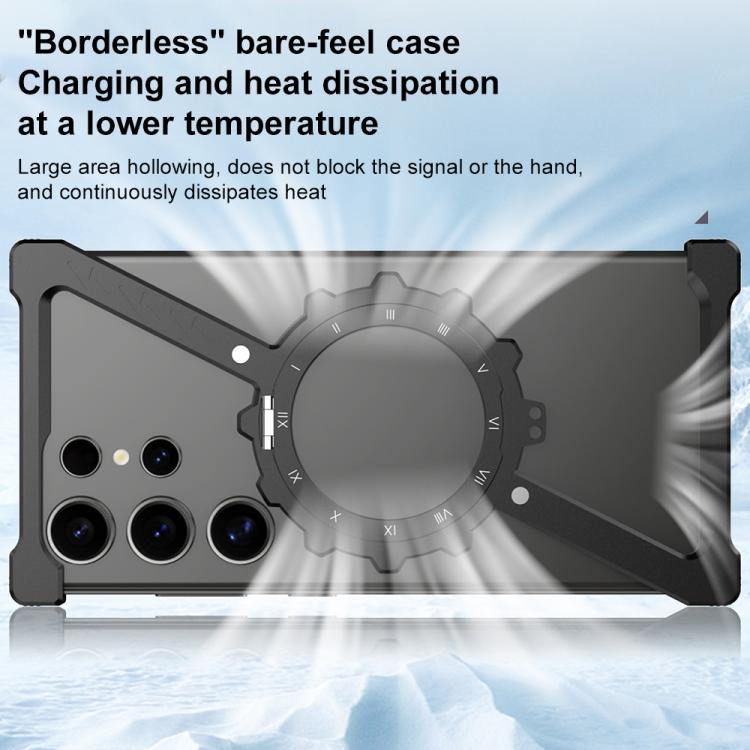 For Samsung Galaxy S25 Ultra 5G Z-shaped Frameless Metal 360 Holder MagSafe Phone Case(Black) - free shipping - PMc TechLife - Order now!