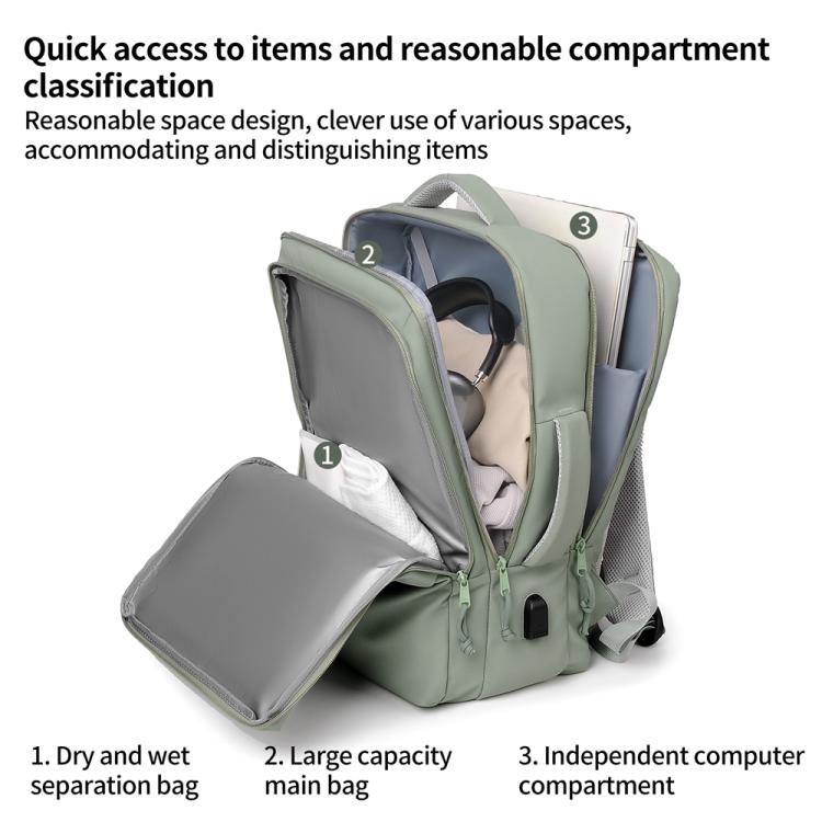 P960 Large Capacity Water Resistant Fashionable Backpack(Grey) - Backpack by PMC TechLife | Online Shopping South Africa | PMC TechLife | Buy Now Pay Later Mobicred