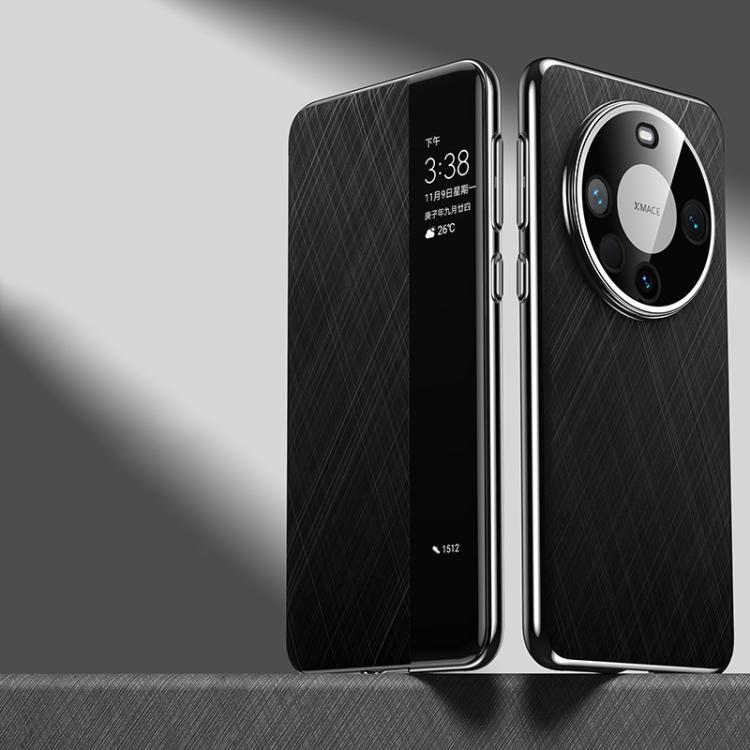 For Huawei Mate 60 Smart View Window Plain Leather Paint PC Phone Case(Black) - Huawei Cases by PMC TechLife | Online Shopping South Africa | PMC TechLife | Buy Now Pay Later Mobicred