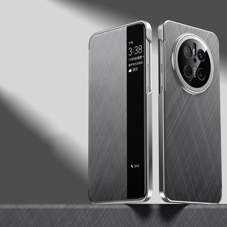 For Huawei Mate 70 Smart View Window Plain Leather Paint PC Phone Case(Grey) - Huawei Cases by PMC TechLife | Online Shopping South Africa | PMC TechLife | Buy Now Pay Later Mobicred