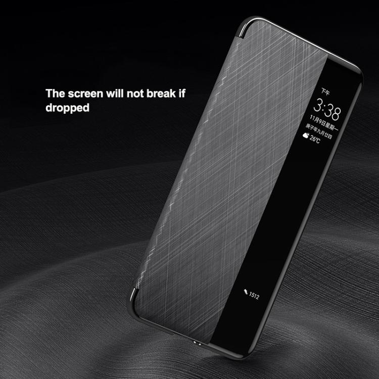 For Huawei Mate 60 Pro Smart View Window Plain Leather Paint PC Phone Case(Grey) - Huawei Cases by PMC TechLife | Online Shopping South Africa | PMC TechLife | Buy Now Pay Later Mobicred