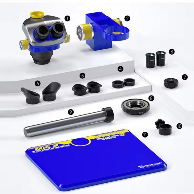 Mechanic Mic3 7X-50X CTV 0.45X Trinocular Stereo Microscope - free shipping - PMc TechLife - Order now!