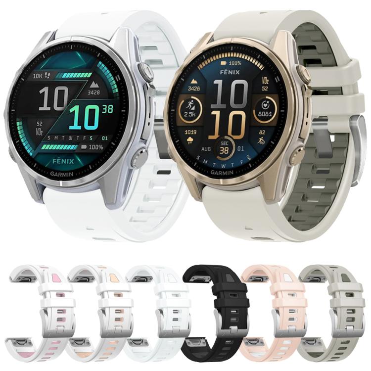 For Garmin Fenix 8 AMOLED 43mm Silver Steel Buckle Quick Release Silicone Watch Band(Black Gray) - free shipping - PMC TechLife - Order now!