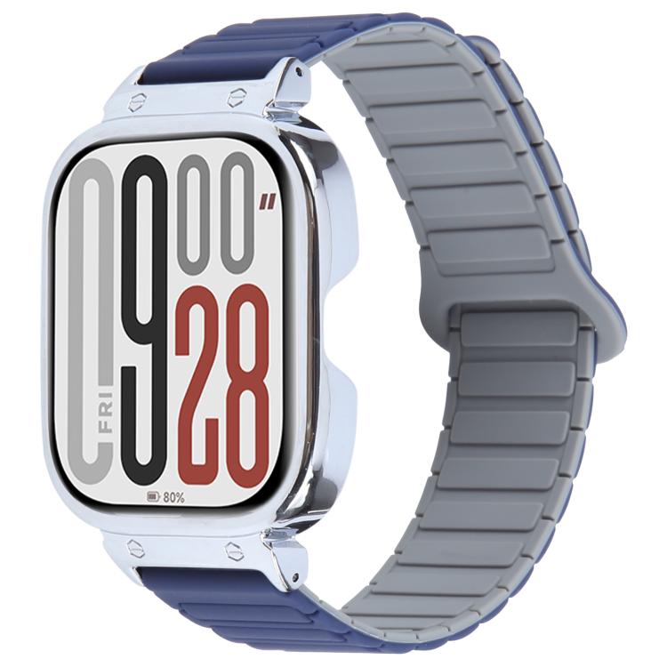 For Redmi Watch 5 / Watch 4 Metal Silver Frame Integrated I-shaped Magnetic Silicone Watch Band(Indigo Gray) - free shipping - PMC TechLife - Order now!