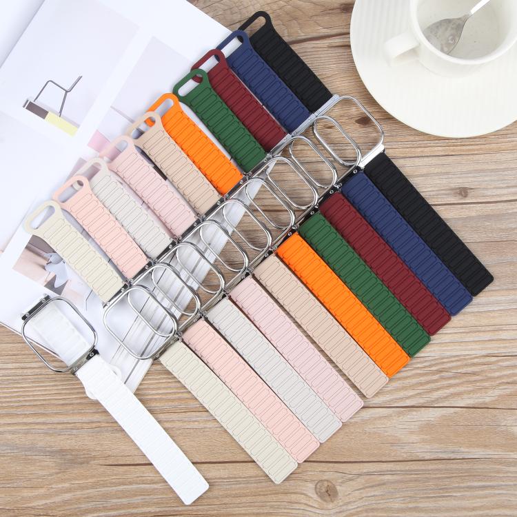 For Redmi Watch 5 / Watch 4 Metal Silver Frame Integrated I-shaped Magnetic Silicone Watch Band(Milk Tea Rocky White) - free shipping - PMC TechLife - Order now!