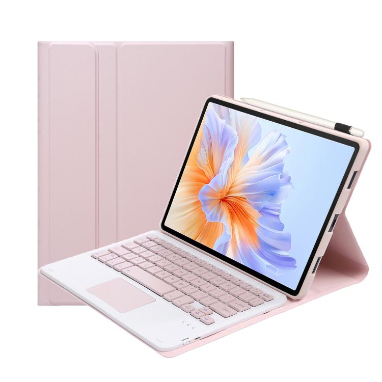 For Honor Pad V9 AH27-A Ultra-thin Detachable Bluetooth Keyboard Leather Tablet Case with Touchpad(Pink White) - Huawei Keyboard by PMC TechLife | Online Shopping South Africa | PMC TechLife | Buy Now Pay Later Mobicred