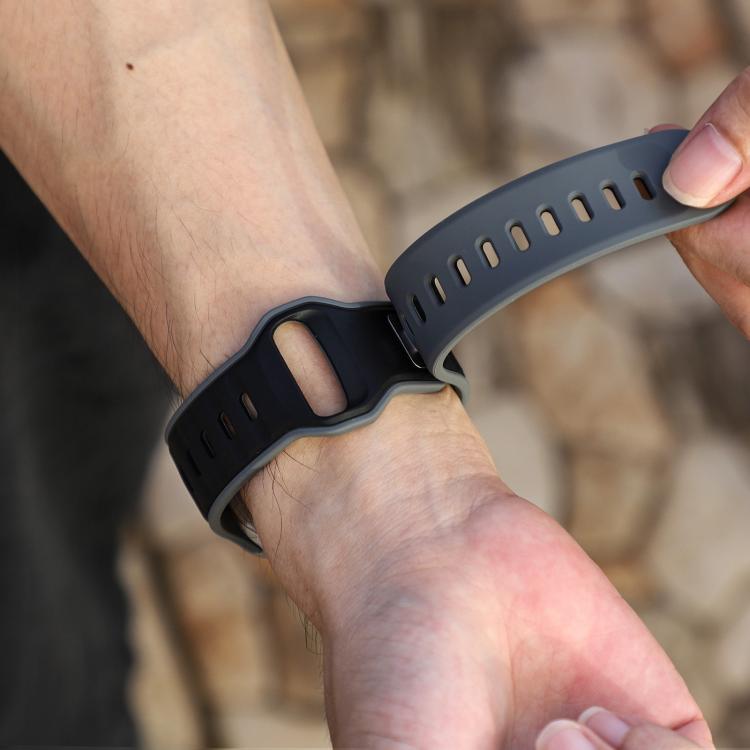 For Apple Watch 42mm / 41mm / 40mm / 38mm Norman Buckle Two-color Silicone Watch Band(Grey Black) - free shipping - PMc TechLife - Order now!