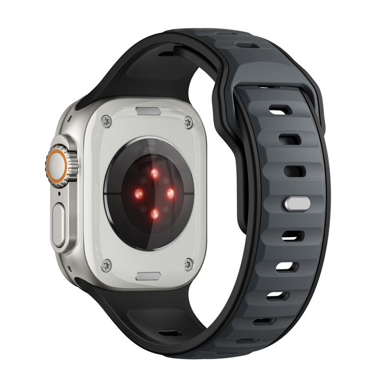 For Apple Watch 42mm / 41mm / 40mm / 38mm Norman Buckle Two-color Silicone Watch Band(Midnight Black) - free shipping - PMc TechLife - Order now!