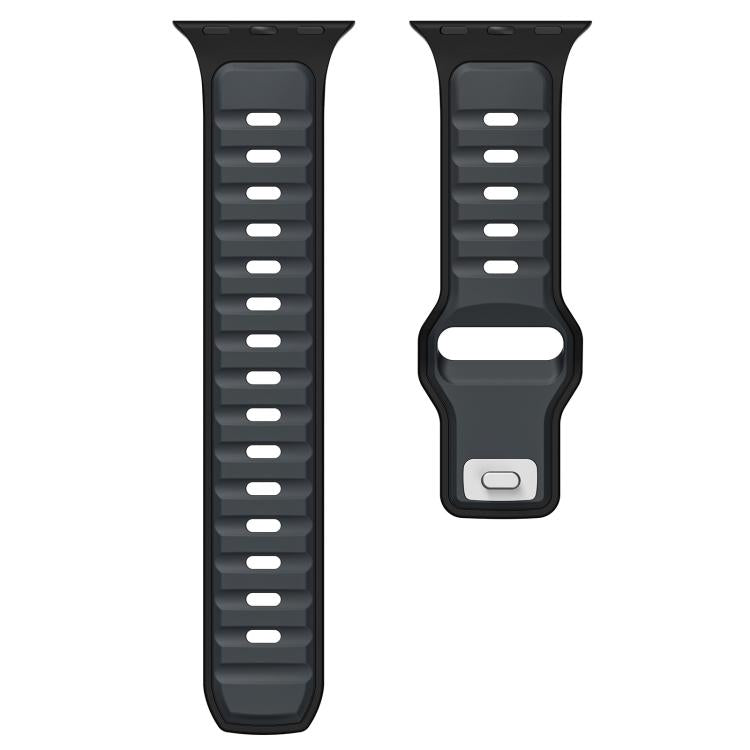 For Apple Watch 42mm / 41mm / 40mm / 38mm Norman Buckle Two-color Silicone Watch Band(Midnight Black) - free shipping - PMc TechLife - Order now!