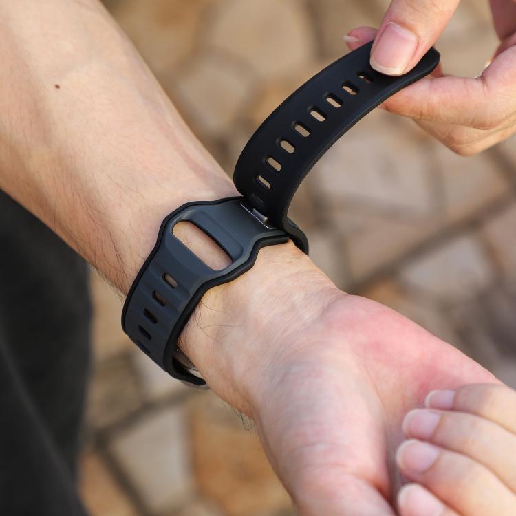 For Apple Watch 42mm / 41mm / 40mm / 38mm Norman Buckle Two-color Silicone Watch Band(Midnight Black) - free shipping - PMc TechLife - Order now!