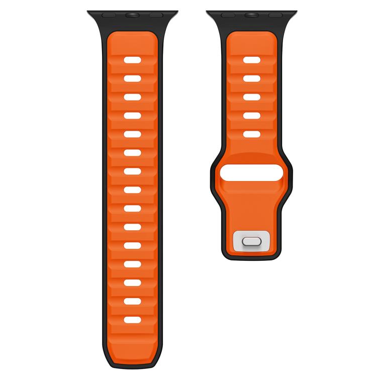 For Apple Watch 46mm / 49mm / 45mm / 44mm Norman Buckle Two-color Silicone Watch Band(Black Orange) - Watch Bands by PMc TechLife | Online Shopping South Africa | PMc TechLife | Buy Now Pay Later Mobicred
