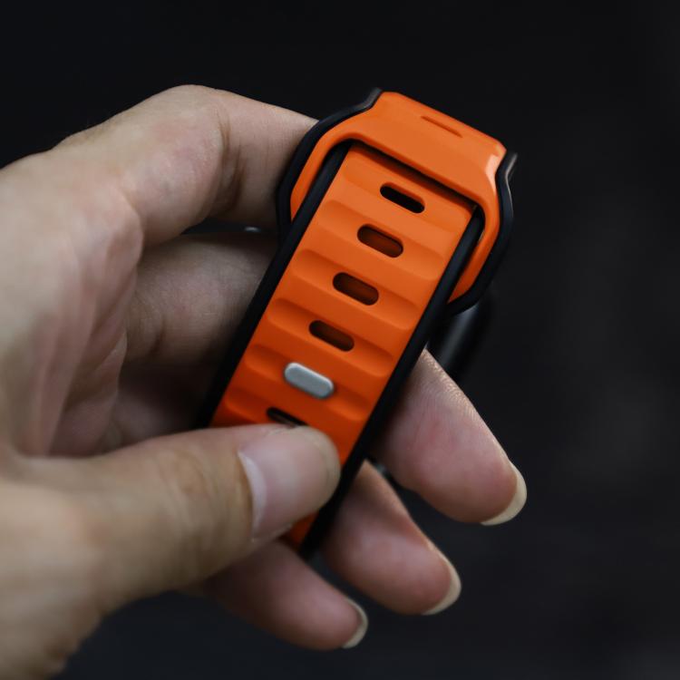 For Apple Watch 46mm / 49mm / 45mm / 44mm Norman Buckle Two-color Silicone Watch Band(Black Orange) - Watch Bands by PMc TechLife | Online Shopping South Africa | PMc TechLife | Buy Now Pay Later Mobicred