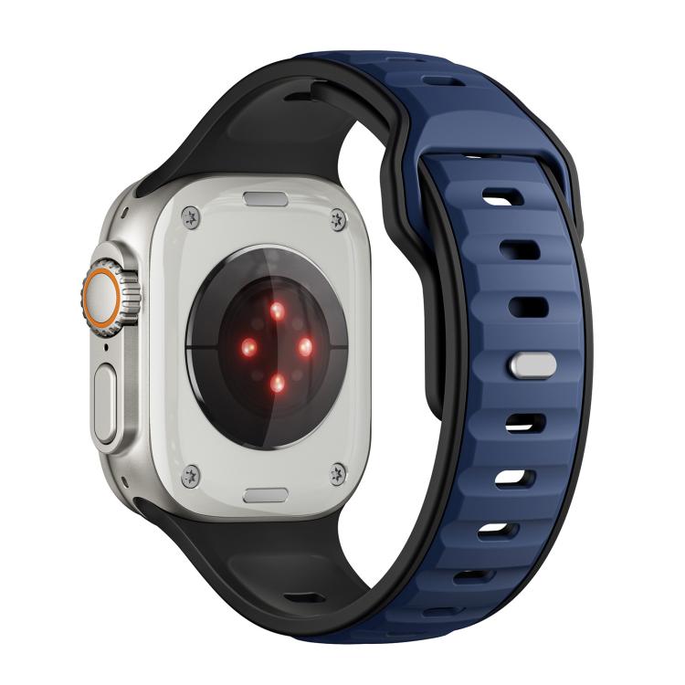 For Apple Watch 46mm / 49mm / 45mm / 44mm Norman Buckle Two-color Silicone Watch Band(Blue Black) - free shipping - PMc TechLife - Order now!