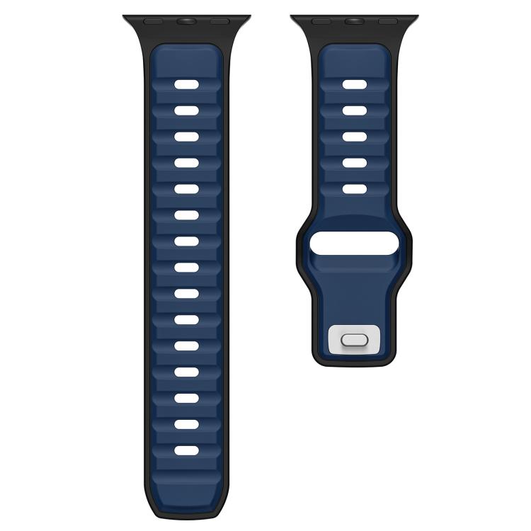 For Apple Watch 46mm / 49mm / 45mm / 44mm Norman Buckle Two-color Silicone Watch Band(Blue Black) - free shipping - PMc TechLife - Order now!