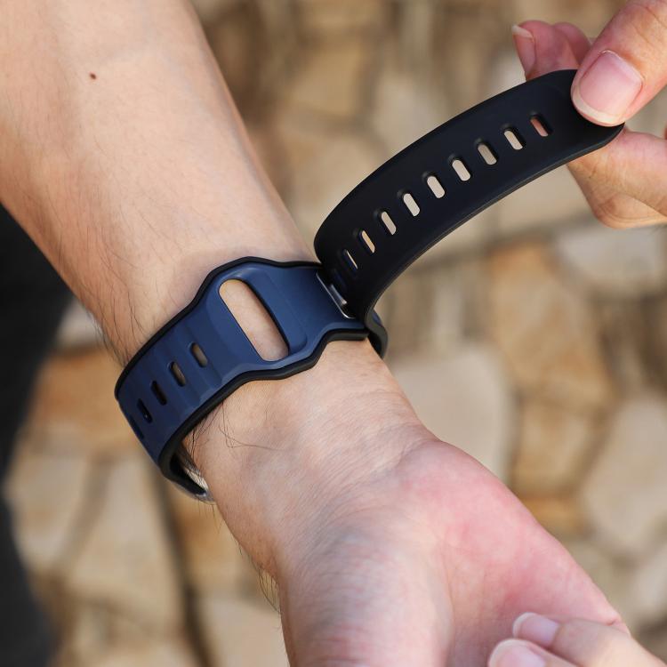 For Apple Watch 46mm / 49mm / 45mm / 44mm Norman Buckle Two-color Silicone Watch Band(Blue Black) - free shipping - PMc TechLife - Order now!
