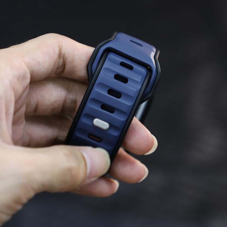 For Apple Watch 46mm / 49mm / 45mm / 44mm Norman Buckle Two-color Silicone Watch Band(Blue Black) - free shipping - PMc TechLife - Order now!