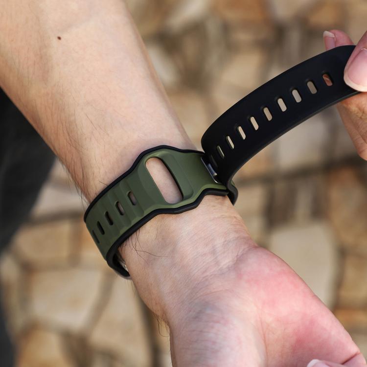 For Apple Watch 46mm / 49mm / 45mm / 44mm Norman Buckle Two-color Silicone Watch Band(Army Green Black) - free shipping - PMc TechLife - Order now!