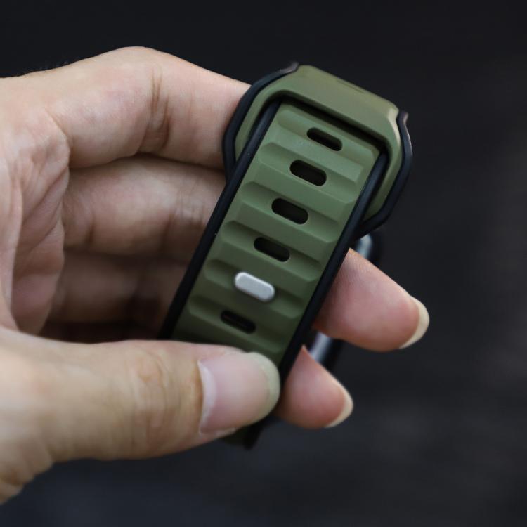 For Apple Watch 46mm / 49mm / 45mm / 44mm Norman Buckle Two-color Silicone Watch Band(Army Green Black) - free shipping - PMc TechLife - Order now!