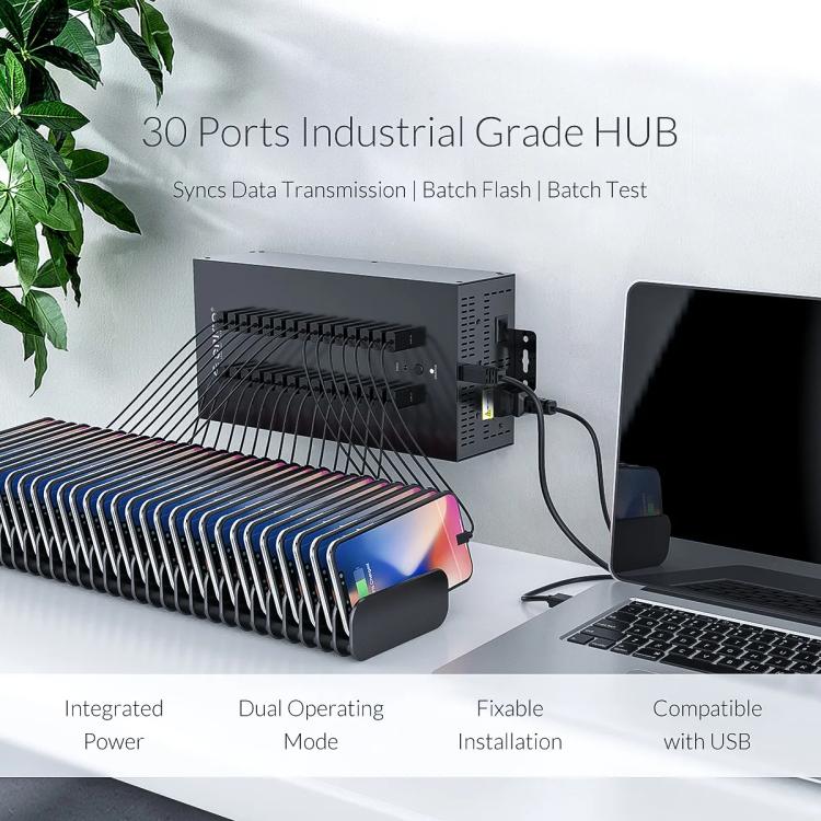 ORICO IH30P Industrial Grade 30 Ports USB 2.0 Hub, Plug:EU Plug(Black) - free shipping - PMC TechLife - Order now!