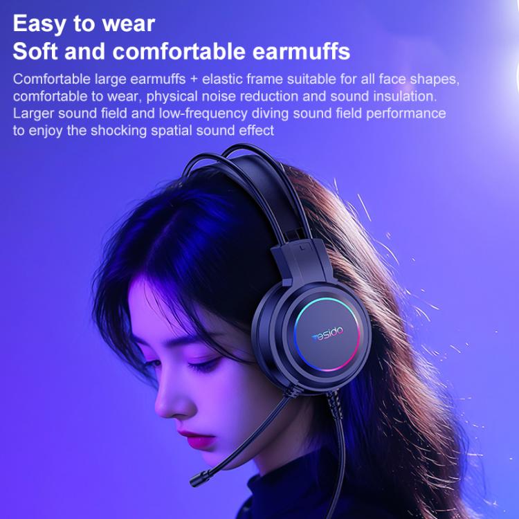 Yesido EK05 USB Wired RGB Light Gaming Headset with Mic, Cable length: 1.2m(Black) - free shipping - PMC TechLife - Order now!