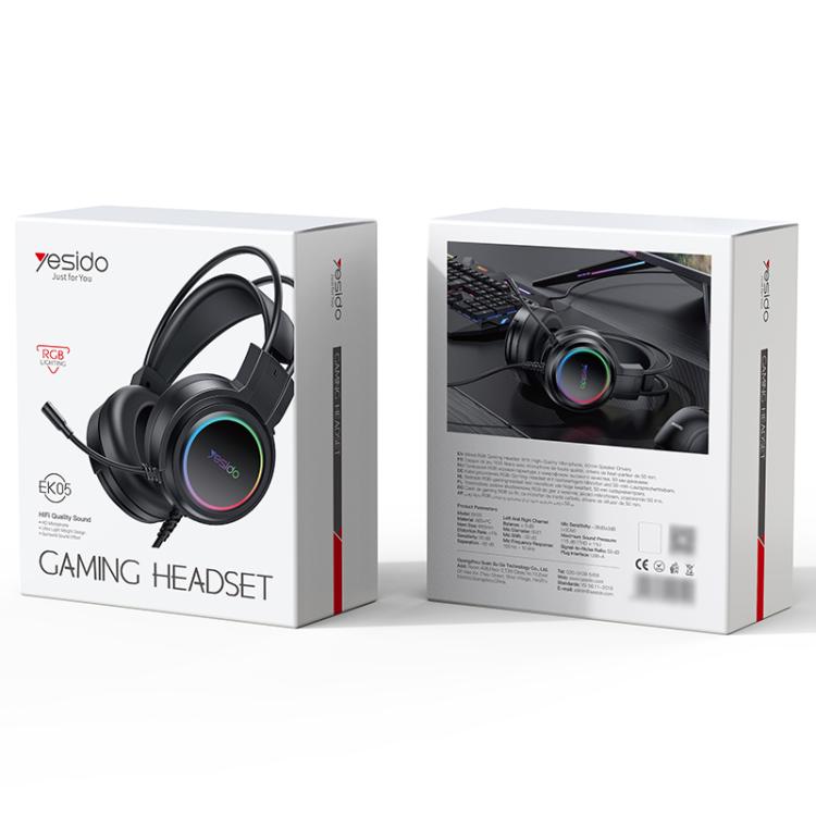 Yesido EK05 USB Wired RGB Light Gaming Headset with Mic, Cable length: 1.2m(Black) - free shipping - PMC TechLife - Order now!