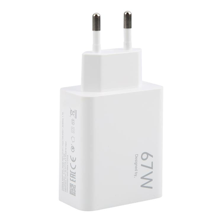 67W USB Fast Charger with 1m USB to Type-C Cable, Plug Type:EU Plug(White) - USB Charger by PMC TechLife | Online Shopping South Africa | PMC TechLife | Buy Now Pay Later Mobicred