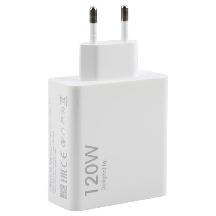 120W USB Fast Charger with 1m USB to Type-C Cable, Plug Type:EU Plug(White) - USB Charger by PMC TechLife | Online Shopping South Africa | PMC TechLife | Buy Now Pay Later Mobicred