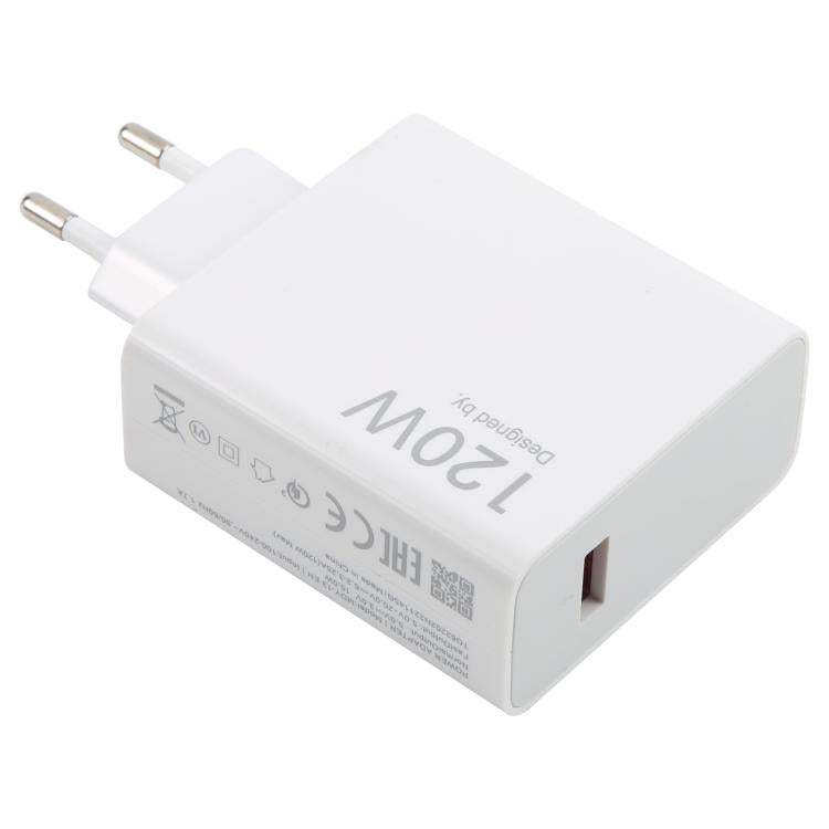 120W USB Fast Charger with 1m USB to Type-C Cable, Plug Type:EU Plug(White) - USB Charger by PMC TechLife | Online Shopping South Africa | PMC TechLife | Buy Now Pay Later Mobicred