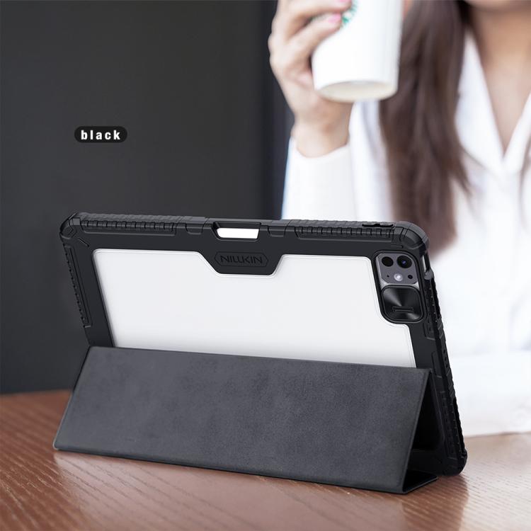 For iPad Air 13 2024 / 2025 NILLKIN Bumper Pro Folding Style Tablet Leather Case(Black) - free shipping - PMc TechLife - Order now!