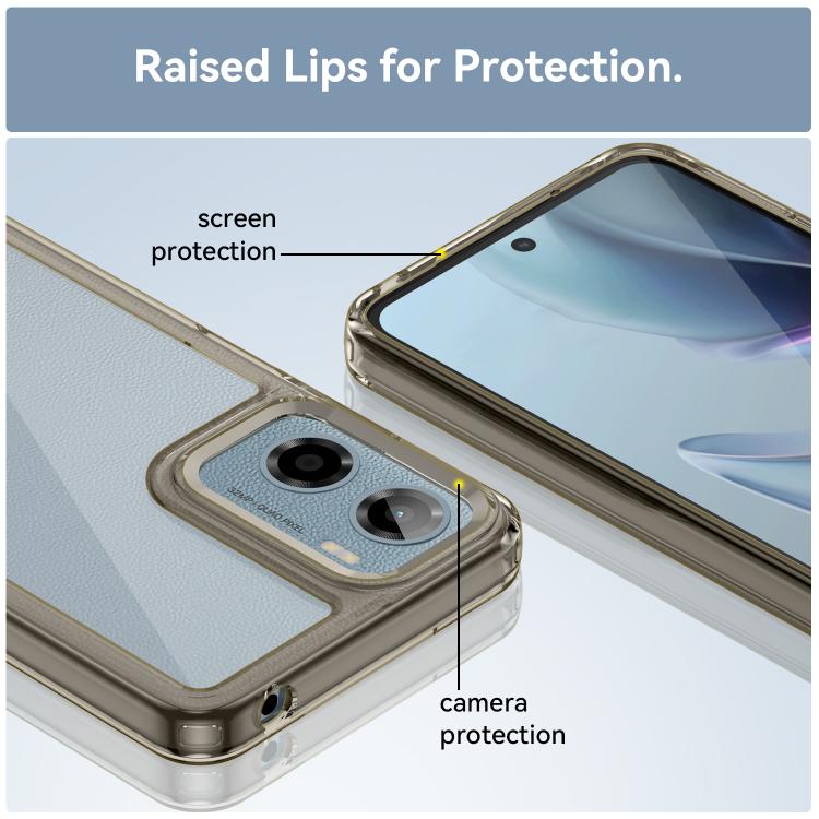 For Motorola Moto E15 Colorful Series Acrylic Hybrid TPU Phone Case(Transparent Grey) - free shipping - PMC TechLife - Order now!