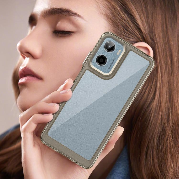 For Motorola Moto E15 Colorful Series Acrylic Hybrid TPU Phone Case(Transparent Grey) - free shipping - PMC TechLife - Order now!