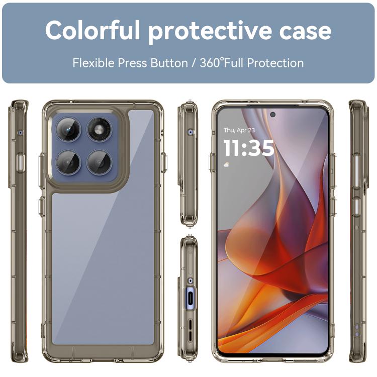 For Motorola Edge 60 Pro Colorful Series Acrylic Hybrid TPU Phone Case(Transparent Grey) - free shipping - PMC TechLife - Order now!