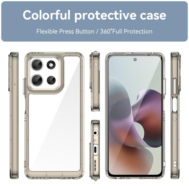 For Motorola Moto G66y 5G Colorful Series Acrylic Hybrid TPU Phone Case(Transparent Grey) - free shipping - PMC TechLife - Order now!