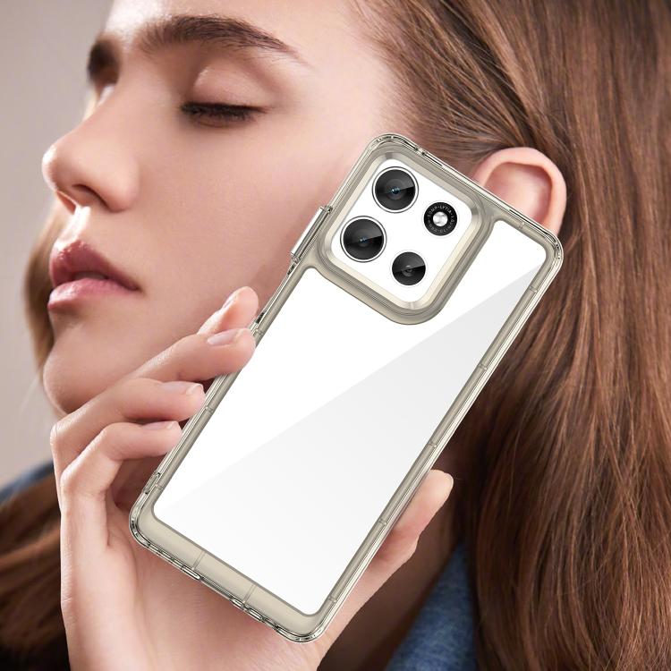 For Motorola Moto G66y 5G Colorful Series Acrylic Hybrid TPU Phone Case(Transparent Grey) - free shipping - PMC TechLife - Order now!