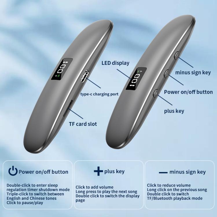 QY10-A Bone Conduction Bluetooth 5.3  Sleep Speaker(Grey) - free shipping - PMC TechLife - Order now!