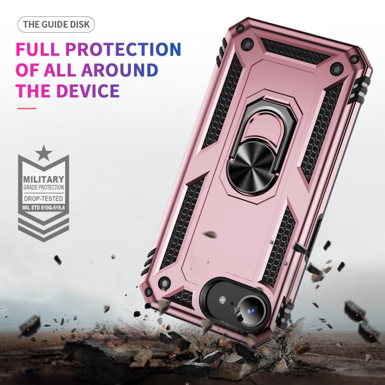 For iPhone 16e Shockproof TPU Hybrid PC Phone Case with Holder(Rose Gold) - iPhone 16e Cases by PMC TechLife | Online Shopping South Africa | PMC TechLife | Buy Now Pay Later Mobicred
