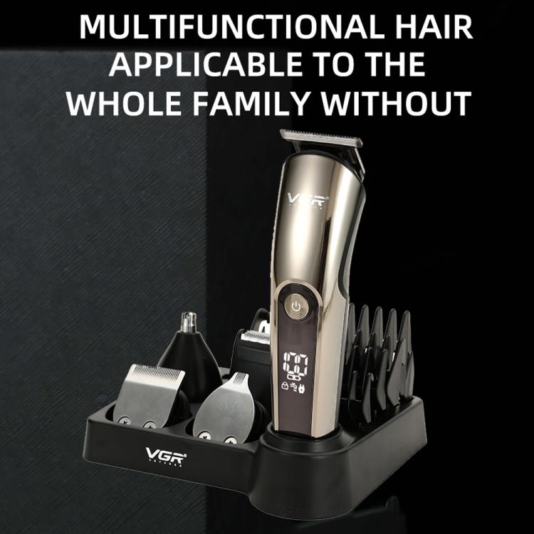 VGR V-107 11-in-1 IPX6 Digital Display Electric Hair Clipper Kit(Gold) - Hair Trimmer by VGR | Online Shopping South Africa | PMc TechLife | Buy Now Pay Later Mobicred