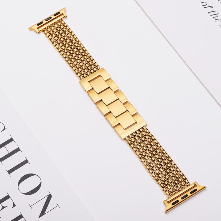 For Apple Watch 46mm / 49mm / 45mm / 44mm 6-Chain Stainless Steel Watch Band(Gold) - free shipping - PMc TechLife - Order now!