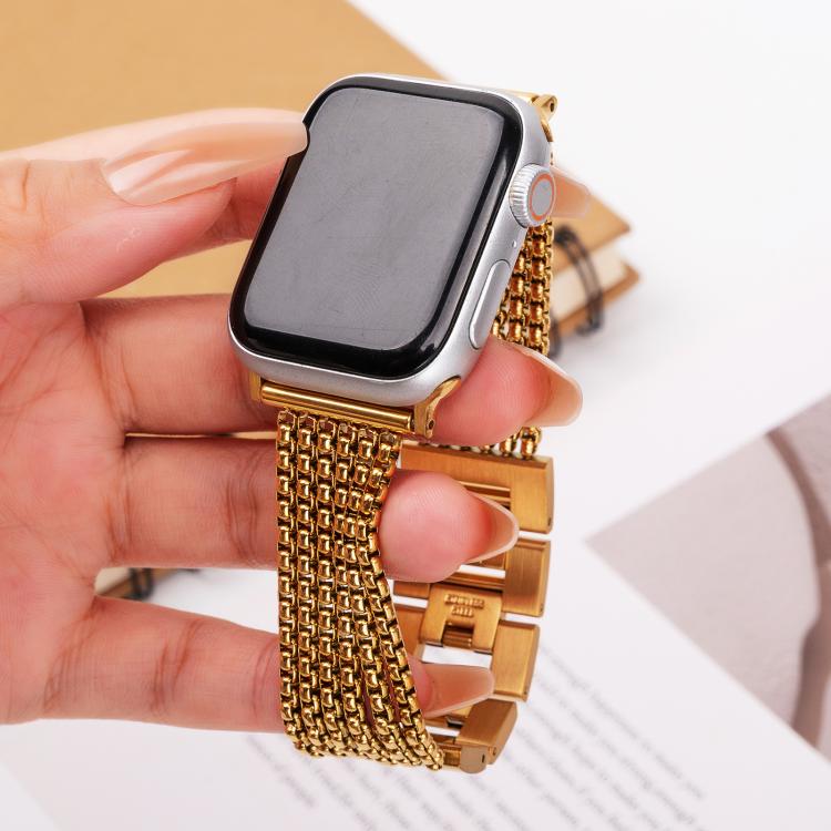 For Apple Watch 46mm / 49mm / 45mm / 44mm 6-Chain Stainless Steel Watch Band(Gold) - free shipping - PMc TechLife - Order now!