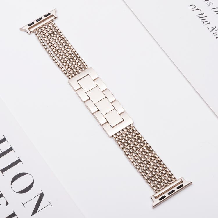 For Apple Watch 42mm / 41mm / 40mm / 38mm 6-Chain Stainless Steel Watch Band(Starlight) - free shipping - PMc TechLife - Order now!