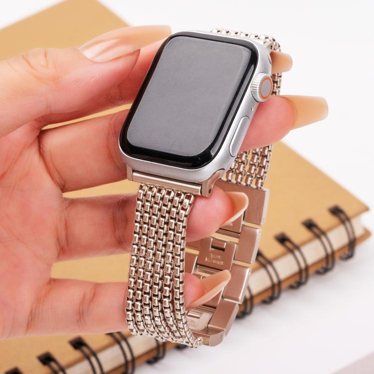 For Apple Watch 42mm / 41mm / 40mm / 38mm 6-Chain Stainless Steel Watch Band(Starlight) - free shipping - PMc TechLife - Order now!