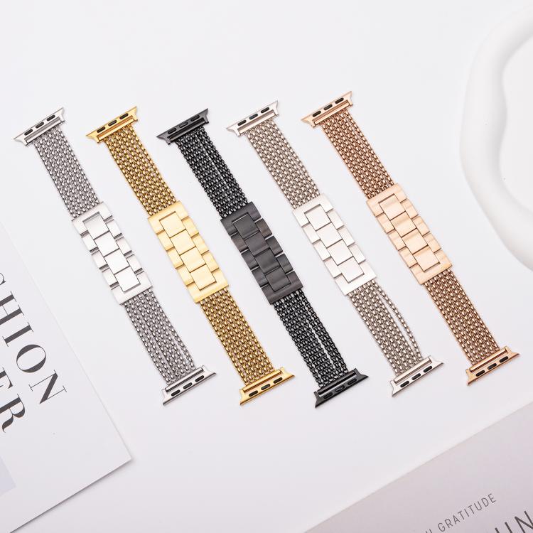For Apple Watch 46mm / 49mm / 45mm / 44mm 6-Chain Stainless Steel Watch Band(Gold) - free shipping - PMc TechLife - Order now!