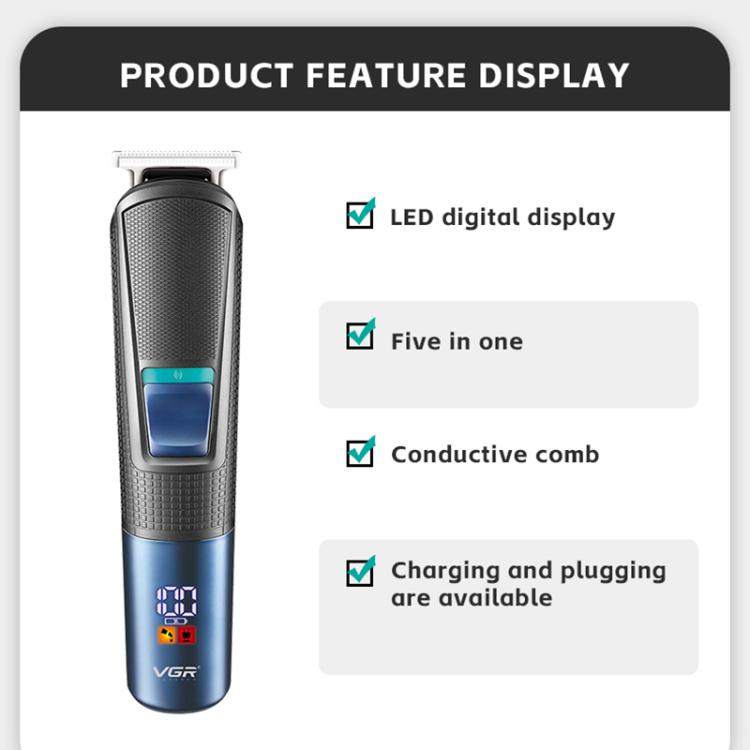 VGR V-108 10-in-1 Digital Display Electric Hair Clipper Men Care Kit(Black) - Hair Trimmer by VGR | Online Shopping South Africa | PMc TechLife | Buy Now Pay Later Mobicred