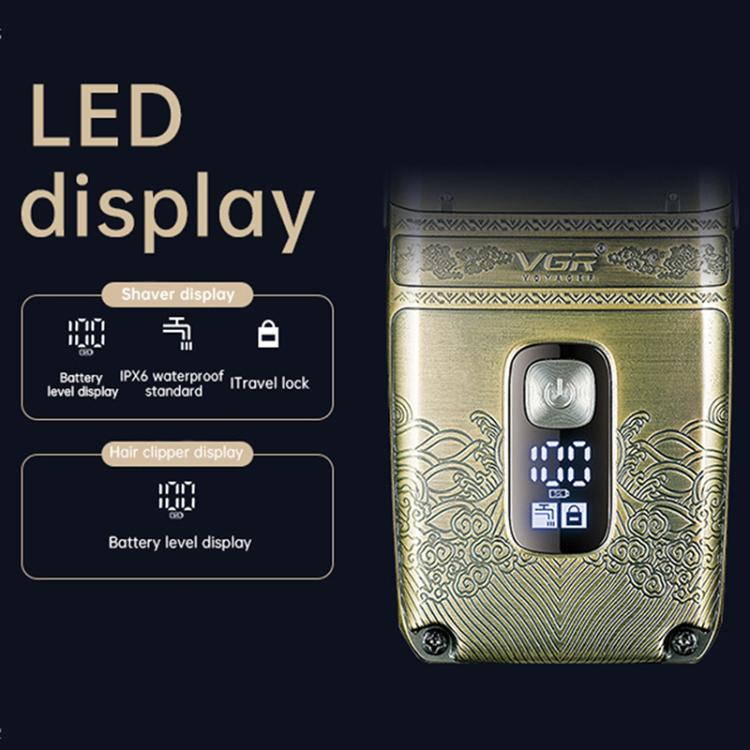 VGR V-649 USB Digital Display Electric Hair Clipper & Shaver Set(Gold) - free shipping - PMC TechLife - Order now!