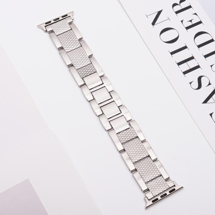 For Apple Watch 42mm / 41mm / 40mm / 38mm Wave Thread 3-bead Stainless Steel Watch Band(Starlight) - free shipping - PMc TechLife - Order now!