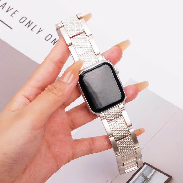 For Apple Watch 42mm / 41mm / 40mm / 38mm Wave Thread 3-bead Stainless Steel Watch Band(Starlight) - free shipping - PMc TechLife - Order now!